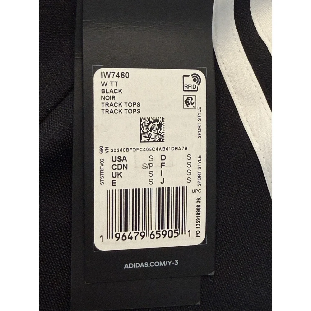 Y-3 W TT Track Top Black Striped Full Zip Jacket IW7460 S Mens